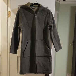 Woolrich Olive Green Hooded Wool Stadium Hoodie Coat - S